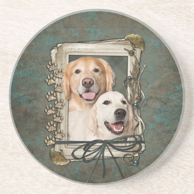 Fathers Day - Stone Paws - Goldens Corona and Tebo Coaster (Front)