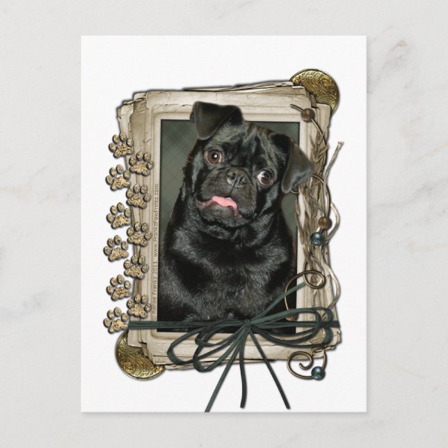 Fathers Day - Stone Paws - Pug - Ruffy Postcard (Front)