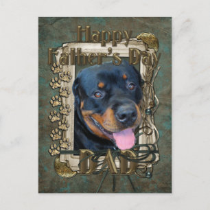 Fathers Day - Stone Paws - Rottweiler - Harley Postcard