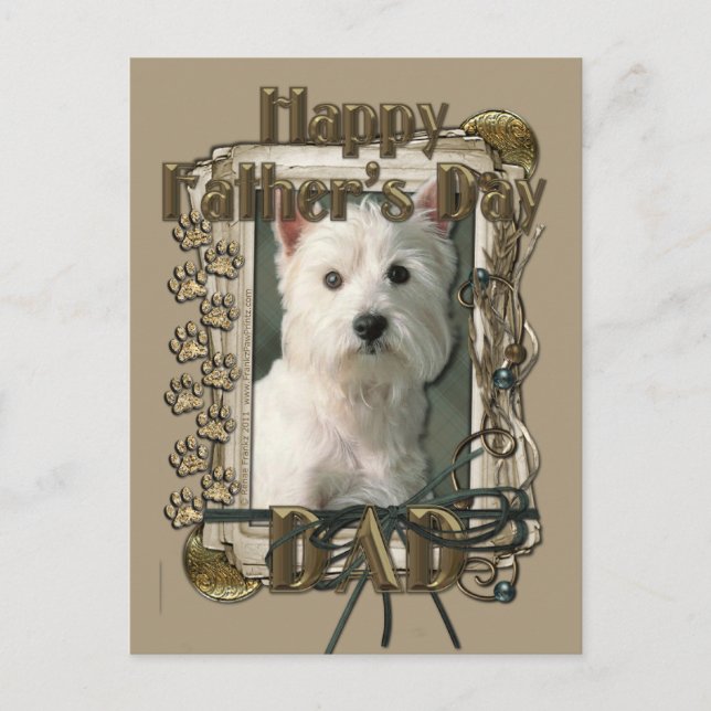 Fathers Day - Stone Paws - West Highland Terrier Postcard (Front)