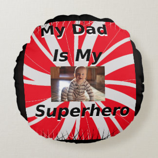 Father's Day, Superhero Round Pillow