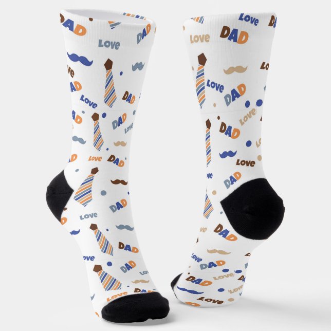 Fathers Day Symbols Pattern  Socks (Angled)