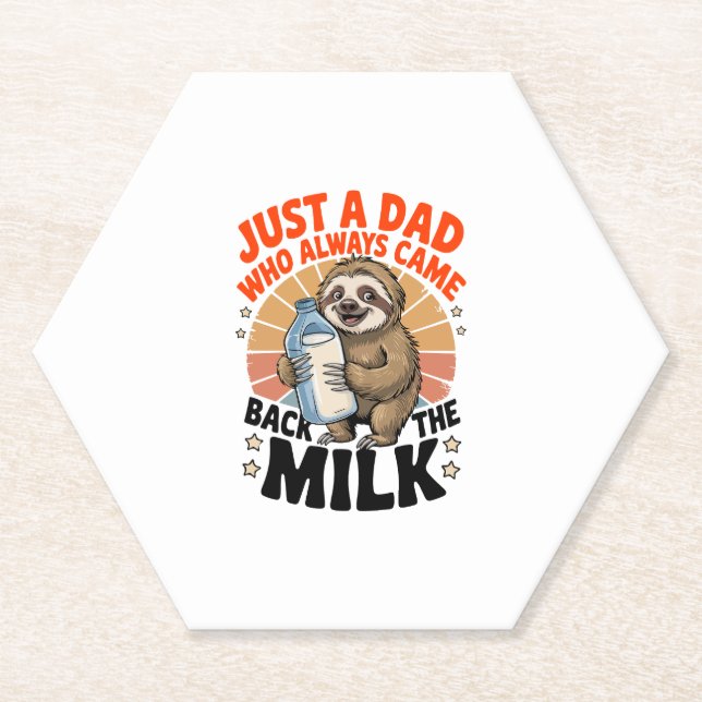 father's day t shirt with sloth paper coaster (Front)
