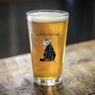 Father's Day Tabby Cat Glass