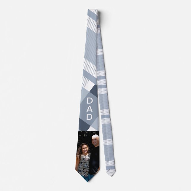 Father's Day Tie Plaid White Blue Photo (Front)