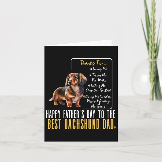 Fathers Day To The Best Dachshund Dad - Dachshund  Card (Front)