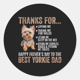 Fathers Day To The Best Yorkie Dad Yorkshire Terri Classic Round Sticker