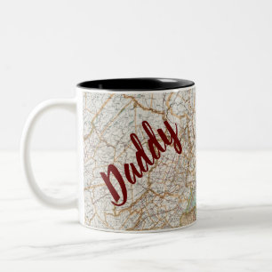 Father's Day Traveling Map Customized Name Two-Tone Coffee Mug