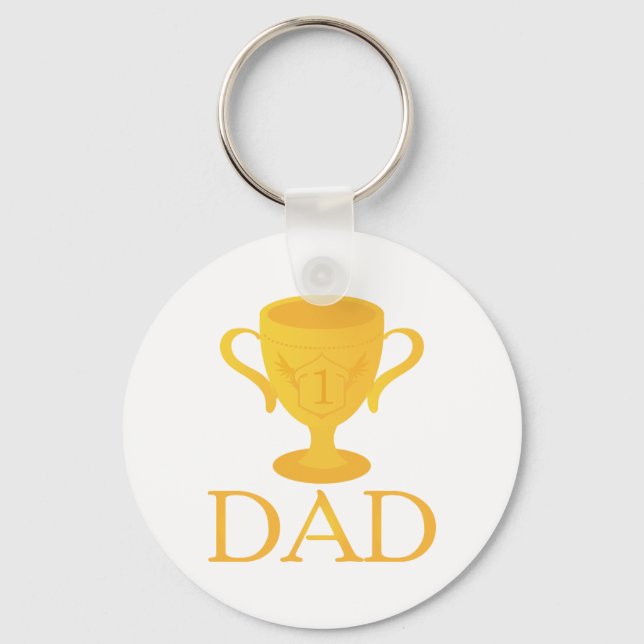 Father's Day Trophy For Number One Dad Gift Keychain (Front)