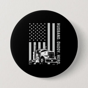 Father's Day Trucker Dad American Flag 3 Inch Round Button