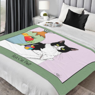 Father's Day Tuxedo Cat Fleece Blanket