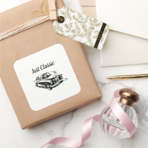 Father's Day Typography Design Just Classic Car Square Sticker
