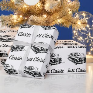 Father's Day Typography Design Just Classic Car Wrapping Paper