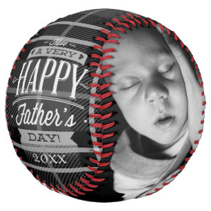 Fathers Day Unique Personalized (Black Plaid) Softball