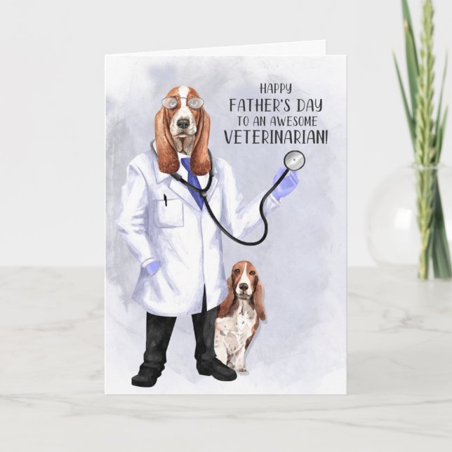Father's Day Veterinarian Funny Hound Dog Doctor Card (Front)