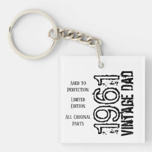 Father's Day Vintage Dad Retro Black White Photo Keychain