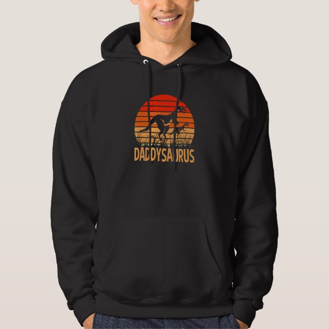 Fathers Day Vintage Daddysaurus Dinosaur Retro Sun Hoodie (Front)