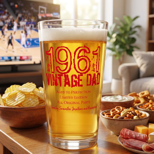 Father's Day Vintage Year Photo Black Typography Glass