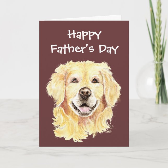 Father's Day, Watercolor Golden Retriever Dog Card (Front)
