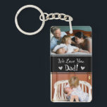 Father's Day We Love You Dad 4 photo Keychain<br><div class="desc">Two large rectangle photos on the front of key chain with the message "we love you dad!". Two square photo options on the back with custom name area. Just use the template to add your own photos and names. Great fathers day gift!</div>