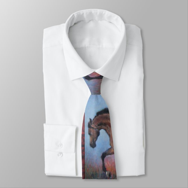 Father's Day Western Horse Pattern Neck Tie (Tied)