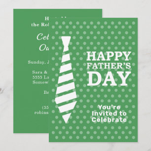 Fathers Day White Tie Green Dots Dinner BBQ Party Invitation