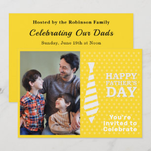 Fathers Day White Tie Yellow Dots Add Photo Party Invitation