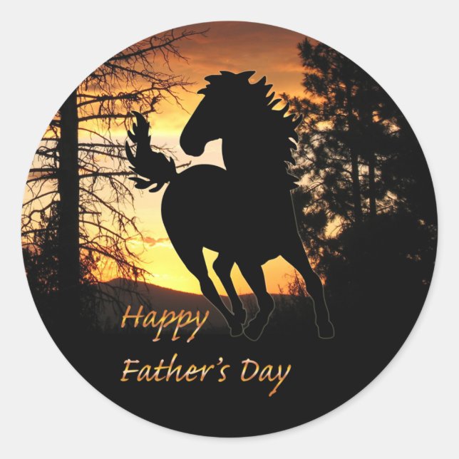 Father's Day Wild Horse Sunset Stickers (Front)