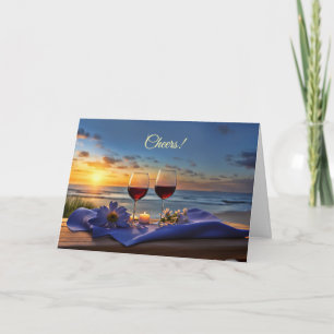 Fathers Day Wine at the Beach Cheers  Holiday Card