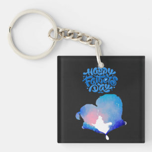 Father's day wishes and watercolor image printed keychain