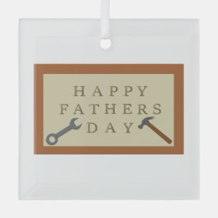 Fathers Day Wooden Sign Glass Ornament