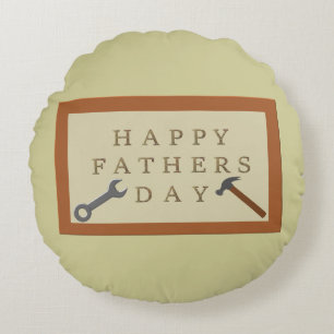 Fathers Day Wooden Sign Round Pillow