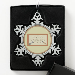 Fathers Day Wooden Sign Snowflake Pewter Christmas Ornament