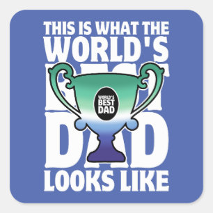 Father's Day World's Best Dad Gay Flag Colors Square Sticker