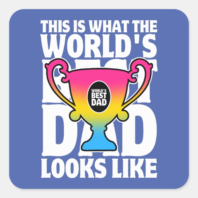 Father's Day World's Best Dad Pansexual Flag Colou Square Sticker (Front)