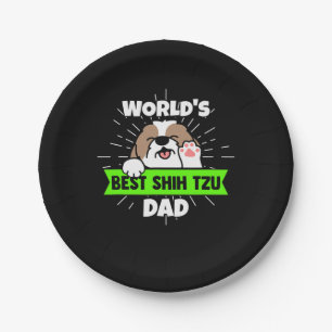 Father's Day Worlds Best Shih Tzu Dog Dad Paper Plate