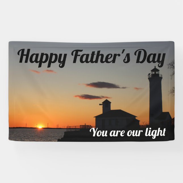 Father's Day You are our light sunset lighthouse Banner (Horizontal)
