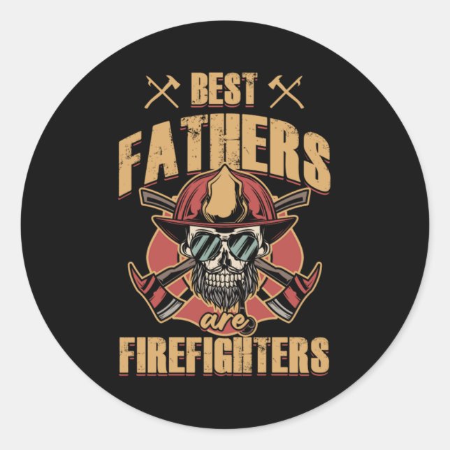 Fathers Firefighters Papa Dad Fathers Day Husband  Classic Round Sticker (Front)