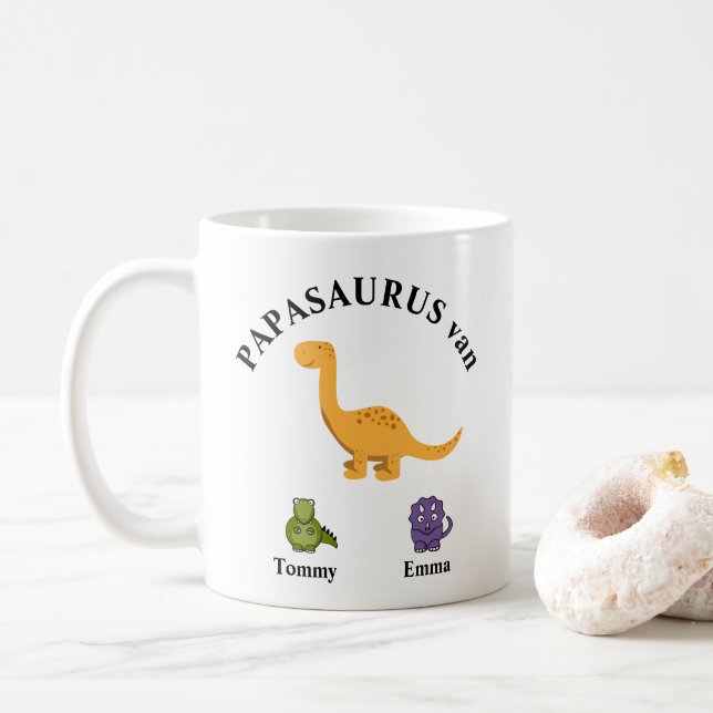 Father's present papasaurus mok coffee mug (With Donut)