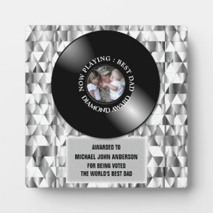 Fathers vinyl record photo diamond achievement plaque