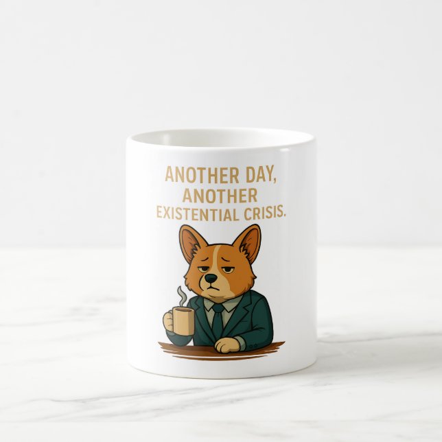 Fatigué chien de bureau Mug pour le stress de trav (Centre)