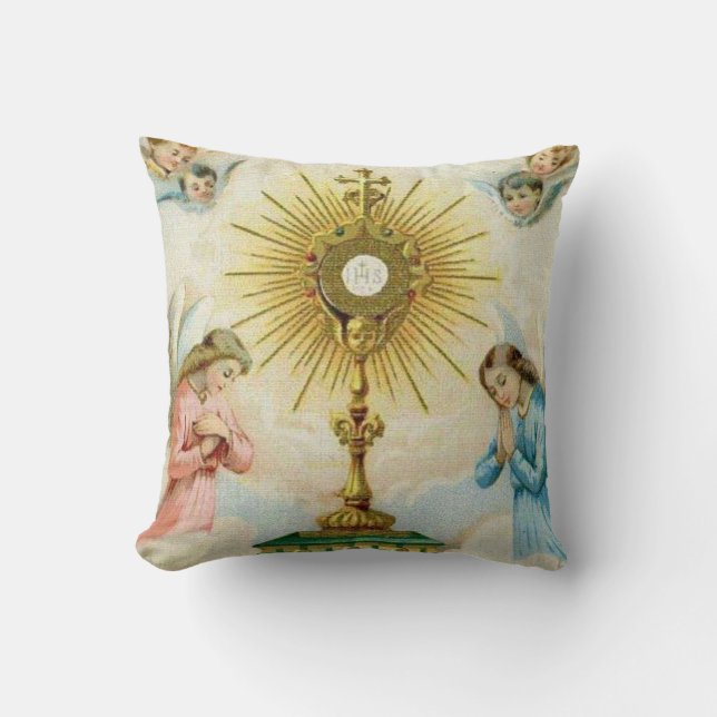Fatima Angels Prayer Throw Pillow (Front)