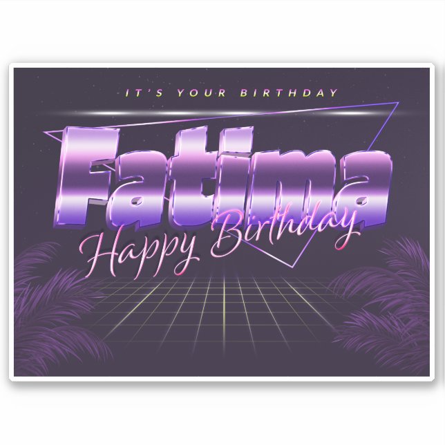 Fatima Name First name lila retro Sticker Birthday (Front)