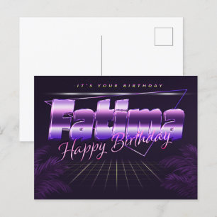 Fatima Name Vorname lila Postkarte Geburtstag Postcard