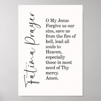 Fatima Prayer Typography Wall Art Print 