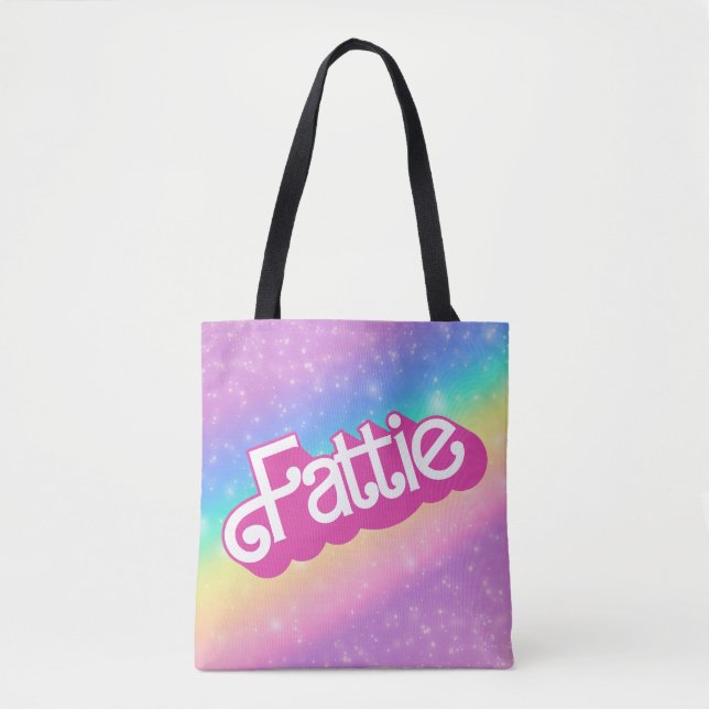 Fattie Plus Size Rainbow Retro 90's Nostalgia Pink Tote Bag (Front)
