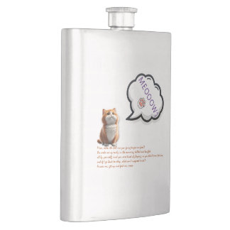 Fatty Cat Sitting Somewhere Neat Background Illust Hip Flask