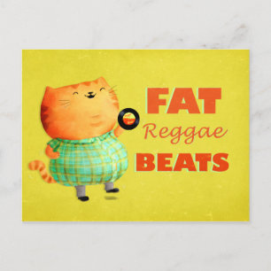 Fatty Fatty Fat Reggae Cat Postcard