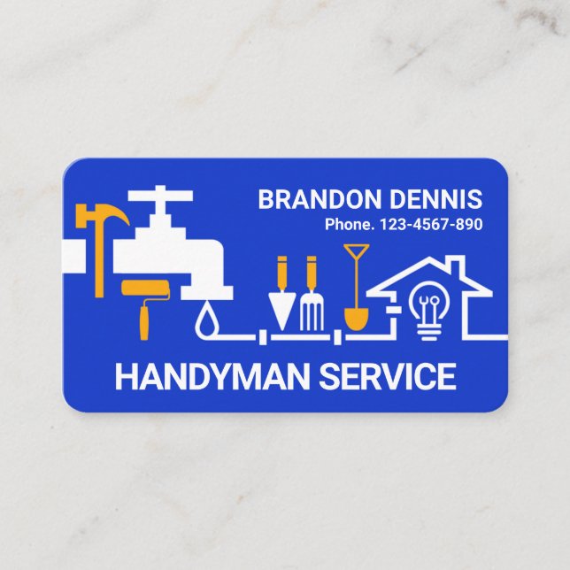 Faucet Piping Handyman Tools Border Business Card (Front)