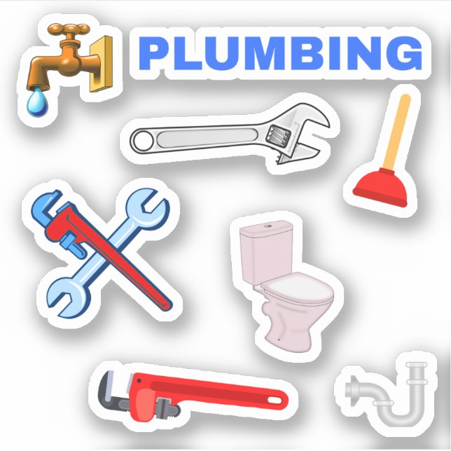 Faucet, Plunger, Toilet, Pipe Wrench Plumbing (Front)
